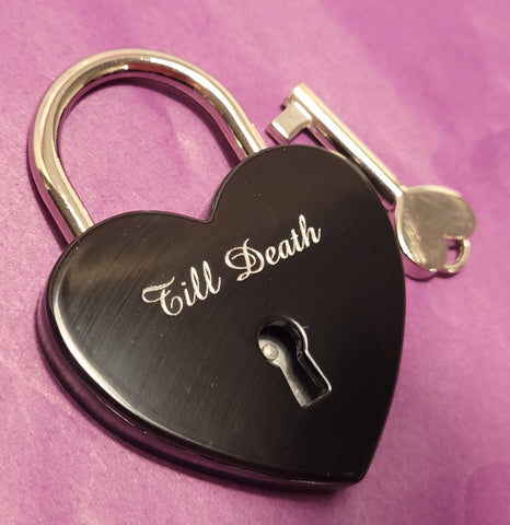 Personalised Engraved 45mm Black Heart Padlock