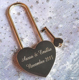 Personalised Engraved 45mm Gold Heart Lock Padlock (Extra Long Shackle) - GiftedinDesign