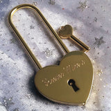 Personalised Engraved 45mm Gold Heart Lock Padlock (Extra Long Shackle) - GiftedinDesign