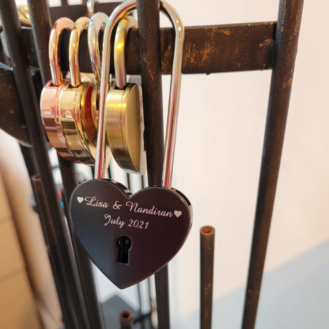 Personalised Engraved Black Heart Padlock (Long Shackle)