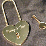 Personalised Engraved 45mm Gold Heart Lock Padlock (Extra Long Shackle) - GiftedinDesign