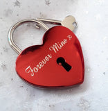Personalised Engraved 45mm Red Heart Padlock - GiftedinDesign