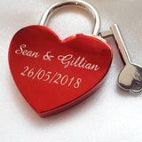 Personalised Engraved 45mm Red Heart Padlock - GiftedinDesign