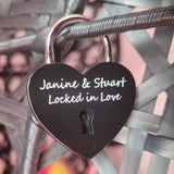 Personalised Engraved Black Heart Padlock