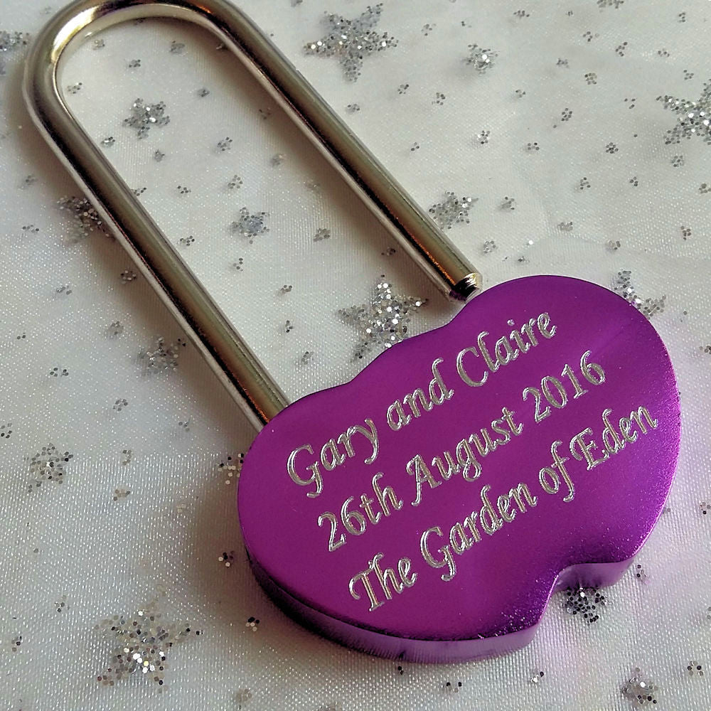 Customised Lock Personalised Engraved Purple Love Lock Padlock/ Custom Locks UK