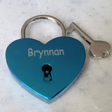 Personalised Engraved 45mm Blue Heart Padlock - GiftedinDesign