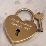 Personalised Engraved 45mm Antique Brass Heart Padlock - GiftedinDesign
