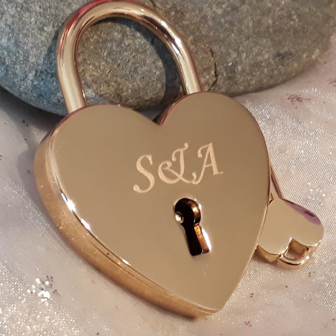 Personalised Engraved Gold Heart Padlock