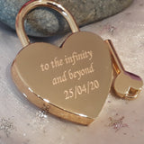 Personalised Engraved Gold Heart Padlock