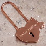 Personalised Engraved Rose Gold Heart Padlock (Long Shackle)