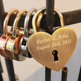Personalised Engraved Antique Brass/ Bronze Heart Padlock