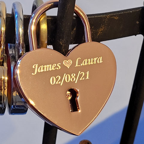 Personalised Engraved Rose Gold Heart Padlock