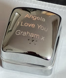 Personalised Engraved Chrome Earring Case / Box