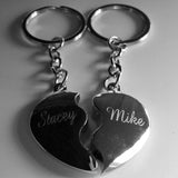 Personalised Engraved Chrome Joining /Split Heart Couple Keyrings - GiftedinDesign