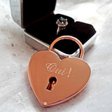 Personalised Engraved 45mm Rose Gold Heart Padlock - GiftedinDesign