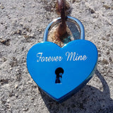 Personalised Engraved 45mm Blue Heart Padlock - GiftedinDesign