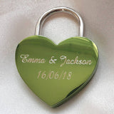 Personalised Engraved 45mm Green Heart Padlock - GiftedinDesign