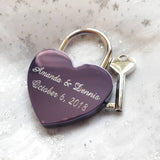Personalised Engraved 45mm Purple Heart Padlock - GiftedinDesign