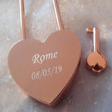 Personalised Engraved 45mm Rose Gold Heart Lock Padlock (Extra Long Shackle) - GiftedinDesign