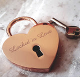 Personalised Engraved 45mm Rose Gold Heart Padlock - GiftedinDesign