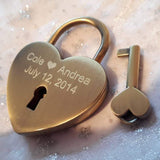 Personalised Engraved 45mm Antique Brass Heart Padlock - GiftedinDesign