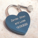 Personalised Engraved 45mm Blue Heart Padlock - GiftedinDesign