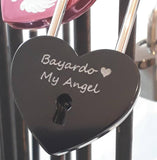 Personalised Engraved Black Heart Padlock (Long Shackle)