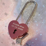 Personalised Engraved 45mm Pink Heart Padlock (Long Shackle)