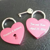 Personalised Engraved 45mm Pink Heart Padlock - GiftedinDesign