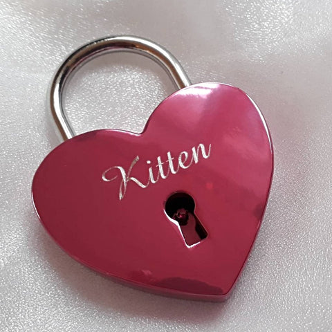 Personalised Engraved 45mm Pink Heart Padlock - GiftedinDesign