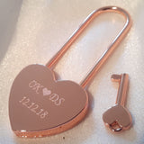 Personalised Engraved 45mm Rose Gold Heart Lock Padlock (Extra Long Shackle) - GiftedinDesign