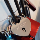Personalised Engraved 45mm Silver Chrome Heart Padlock - GiftedinDesign